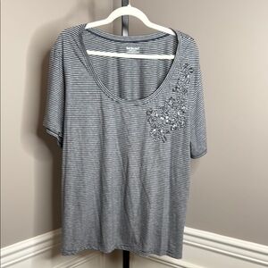 Bay studio Navy Gray Striped Women's Top size 2X